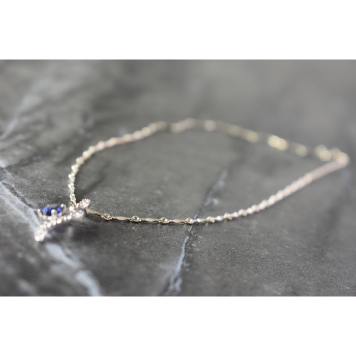 Sky Jewelry Серебряная цепочка с кулоном London Blue Топаз и Белый Топаз