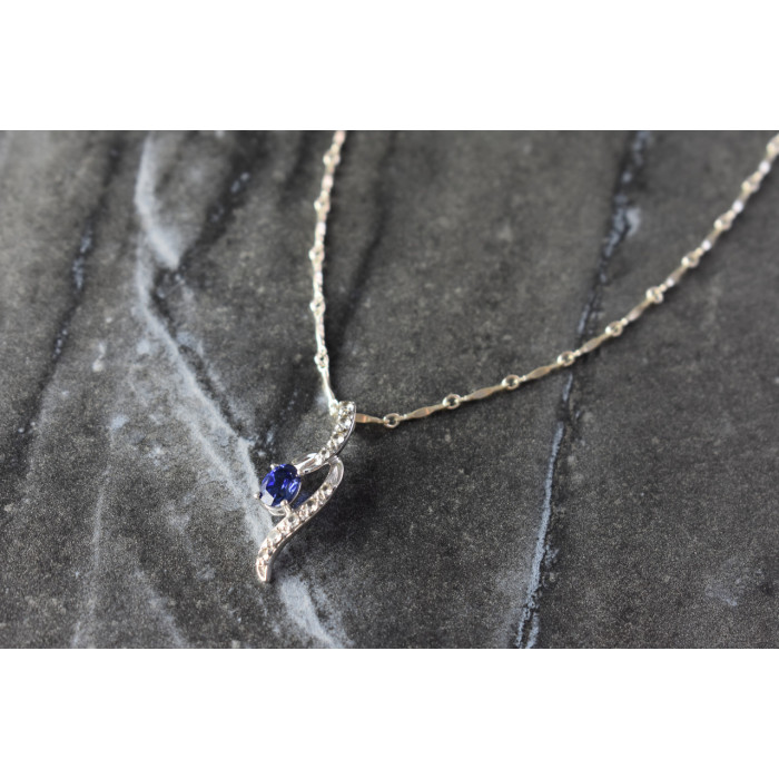 Sky Jewelry Серебряная цепочка с кулоном London Blue Топаз и Белый Топаз