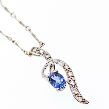 Sky Jewelry Серебряная цепочка с кулоном London Blue Топаз и Белый Топаз