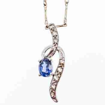 Sky Jewelry Серебряная цепочка с кулоном London Blue Топаз и Белый Топаз