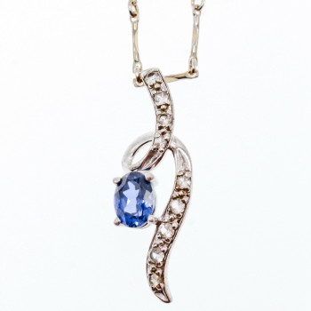 Sky Jewelry Серебряная цепочка с кулоном London Blue Топаз и Белый Топаз