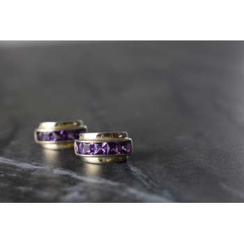 Sky Jewelry Серебряные серьги 925 пробы с Фиолетовым Турмалином