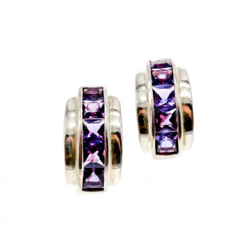 Sky Jewelry Серебряные серьги 925 пробы с Фиолетовым Турмалином
