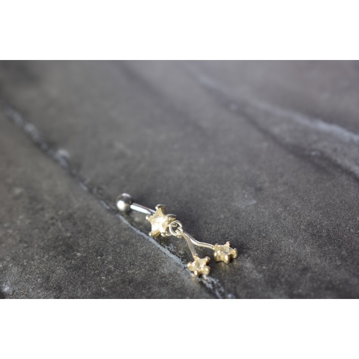 Sky Jewelry Серебряная сережка для пирсинга в пупок с фианитами