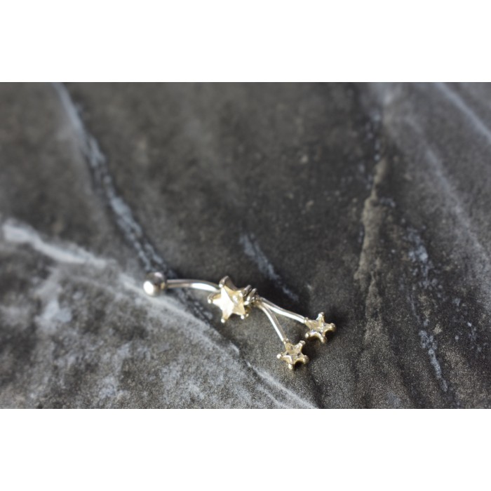 Sky Jewelry Серебряная сережка для пирсинга в пупок с фианитами