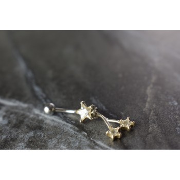 Sky Jewelry Серебряная сережка для пирсинга в пупок с фианитами