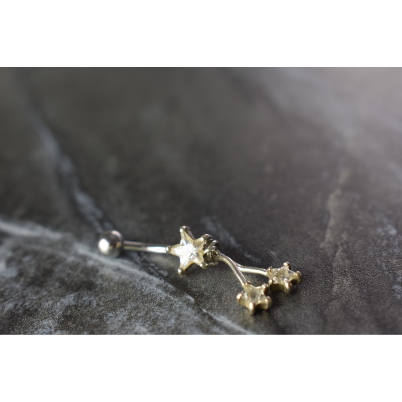 Sky Jewelry Серебряная сережка для пирсинга в пупок с фианитами