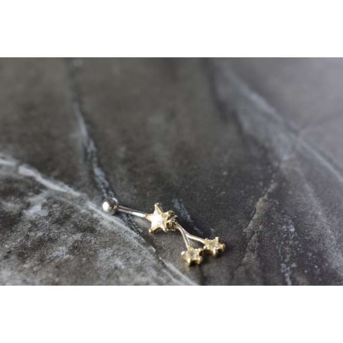 Sky Jewelry Серебряная сережка для пирсинга в пупок с фианитами