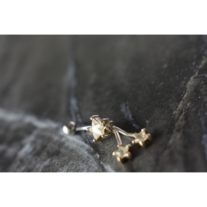 Sky Jewelry Серебряная сережка для пирсинга в пупок с фианитами