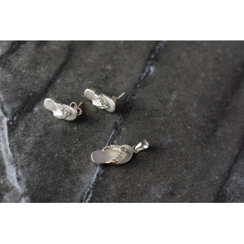 Sky Jewelry Летний Серебряный Комплект с фианитами *Шлепки