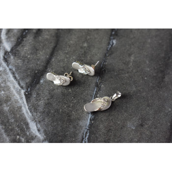 Sky Jewelry Летний Серебряный Комплект с фианитами *Шлепки