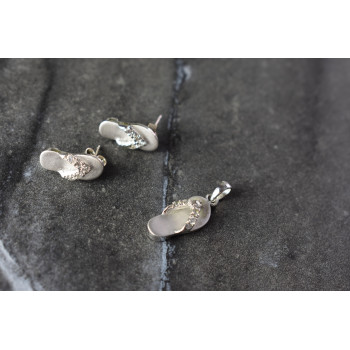 Sky Jewelry Летний Серебряный Комплект с фианитами *Шлепки