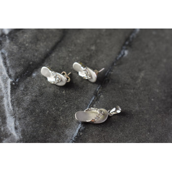 Sky Jewelry Летний Серебряный Комплект с фианитами *Шлепки