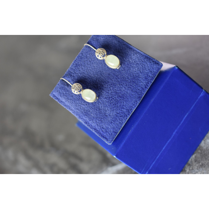 Sky Jewelry Серебряные серьги 925 пробы с Жадеитом