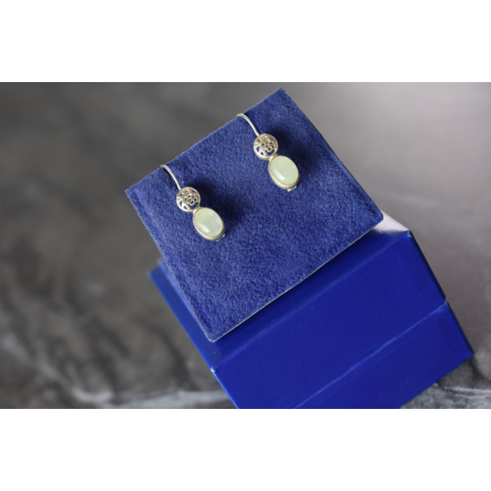 Sky Jewelry Серебряные серьги 925 пробы с Жадеитом
