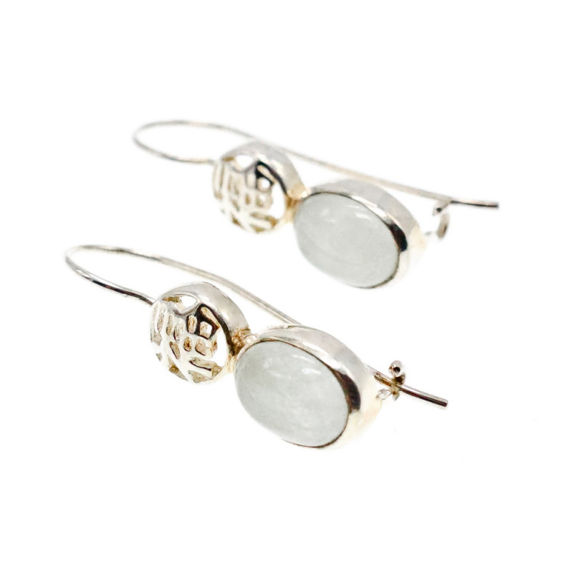 Sky Jewelry Серебряные серьги 925 пробы с Жадеитом