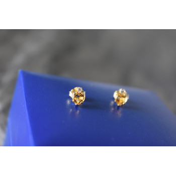 Sky Jewelry Серебряные серьги-гвоздики в позолоте с Гелиодором и Бесцветной Шпинелью