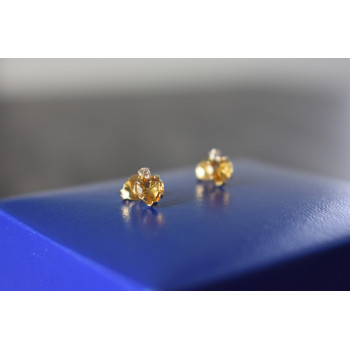 Sky Jewelry Серебряные серьги-гвоздики в позолоте с Гелиодором и Бесцветной Шпинелью