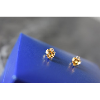 Sky Jewelry Серебряные серьги-гвоздики в позолоте с Гелиодором и Бесцветной Шпинелью