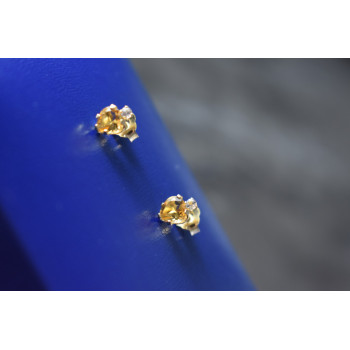 Sky Jewelry Серебряные серьги-гвоздики в позолоте с Гелиодором и Бесцветной Шпинелью