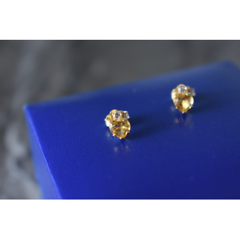 Sky Jewelry Серебряные серьги-гвоздики в позолоте с Гелиодором и Бесцветной Шпинелью