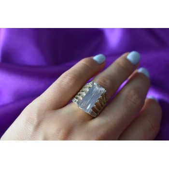 Sky Jewelry Серебряное кольцо 925 пробы с Фианитом и камнями Морион