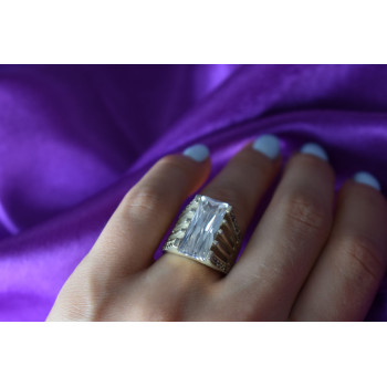 Sky Jewelry Серебряное кольцо 925 пробы с Фианитом и камнями Морион