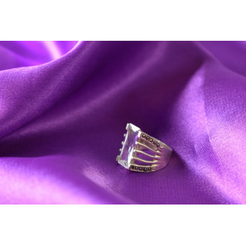 Sky Jewelry Серебряное кольцо 925 пробы с Фианитом и камнями Морион