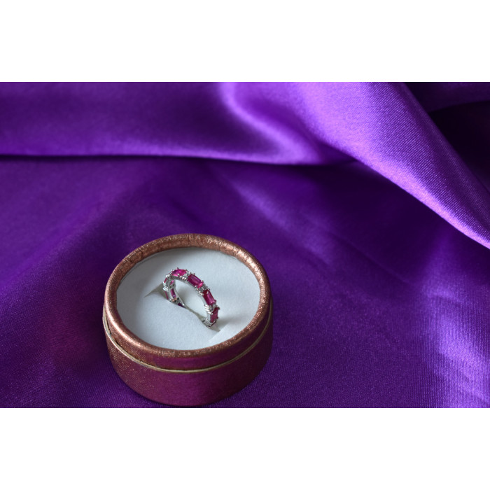 Sky Jewelry Серебряное кольцо 925 пробы с Розовым Топазом и фианитами