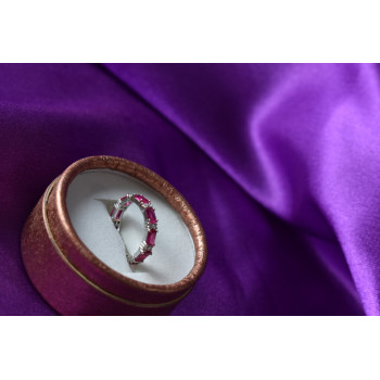 Sky Jewelry Серебряное кольцо 925 пробы с Розовым Топазом и фианитами