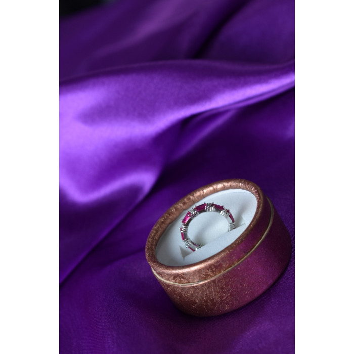 Sky Jewelry Серебряное кольцо 925 пробы с Розовым Топазом и фианитами