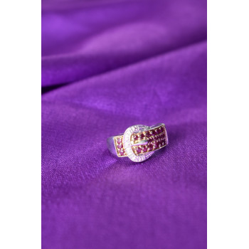 Sky Jewelry Серебряное кольцо 925 пробы с розовой шпинелью и белым сапфиром  *Ремень*