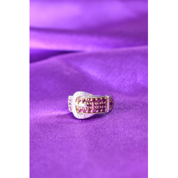 Sky Jewelry Серебряное кольцо 925 пробы с розовой шпинелью и белым сапфиром  *Ремень*