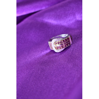 Sky Jewelry Серебряное кольцо 925 пробы с розовой шпинелью и белым сапфиром  *Ремень*