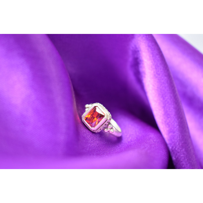 Sky Jewelry Серебряное кольцо 925 пробы с Оранжевым Фианитом