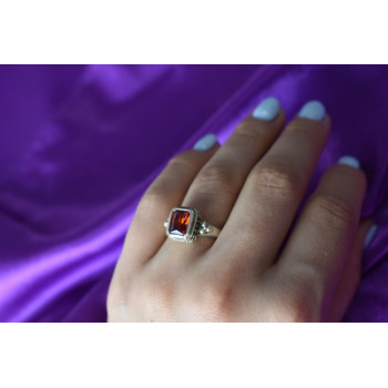 Sky Jewelry Серебряное кольцо 925 пробы с Оранжевым Фианитом