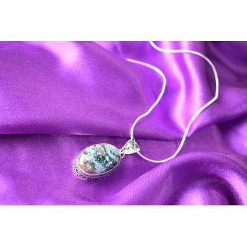 Sky Jewelry Серебряная цепочка с кулоном Яшма 925 проба