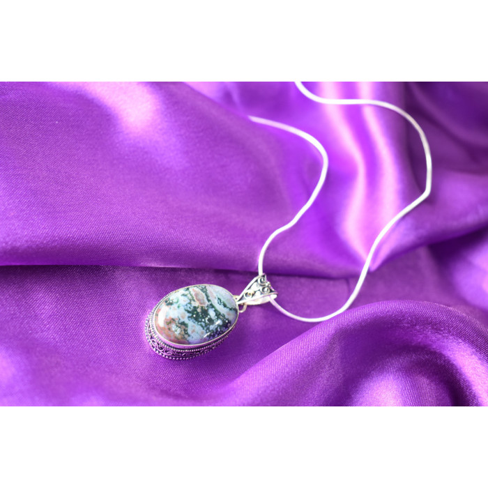 Sky Jewelry Серебряная цепочка с кулоном Яшма 925 проба