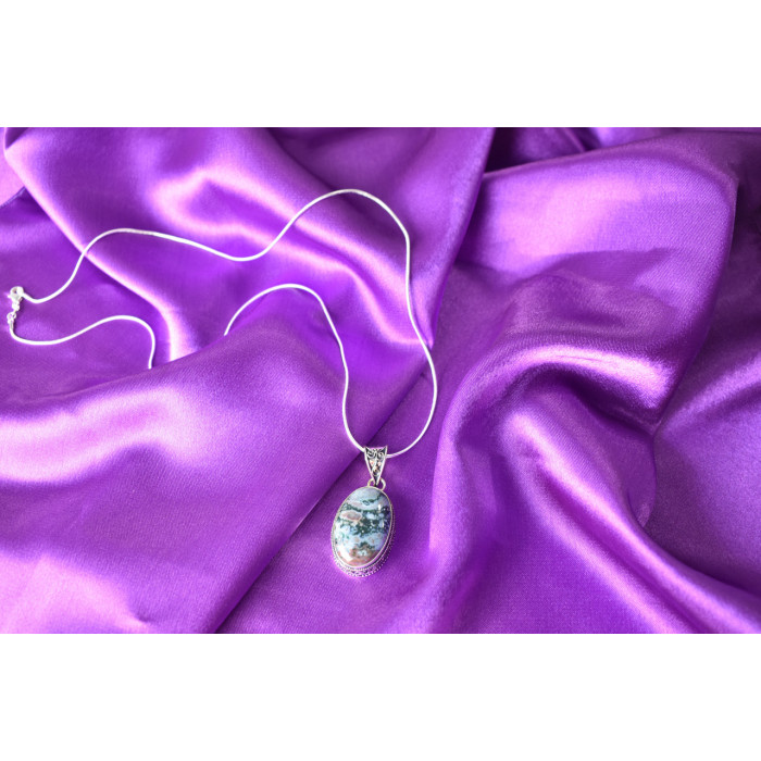 Sky Jewelry Серебряная цепочка с кулоном Яшма 925 проба