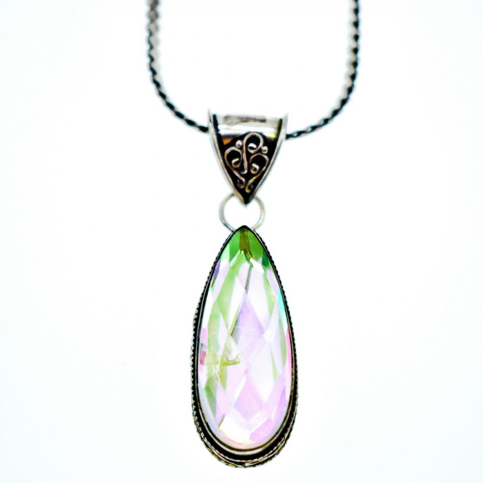 Sky Jewelry Серебряная цепочка с кулоном Ювелирное Стекло 925 проба