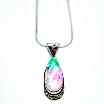 Sky Jewelry Серебряная цепочка с кулоном Ювелирное Стекло 925 проба