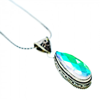 Sky Jewelry Серебряная цепочка с кулоном Ювелирное Стекло 925 проба