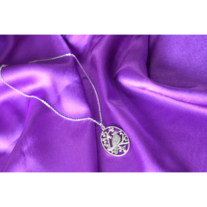 Sky Jewelry Серебряная цепочка с кулоном *Птица на дереве* 925 проба