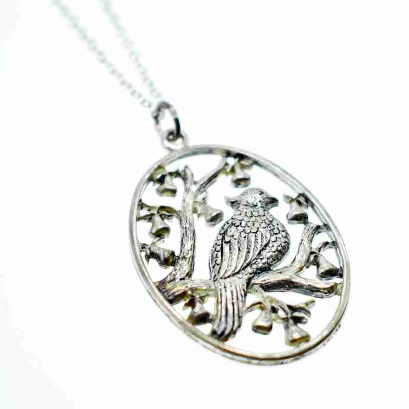 Sky Jewelry Серебряная цепочка с кулоном *Птица на дереве* 925 проба