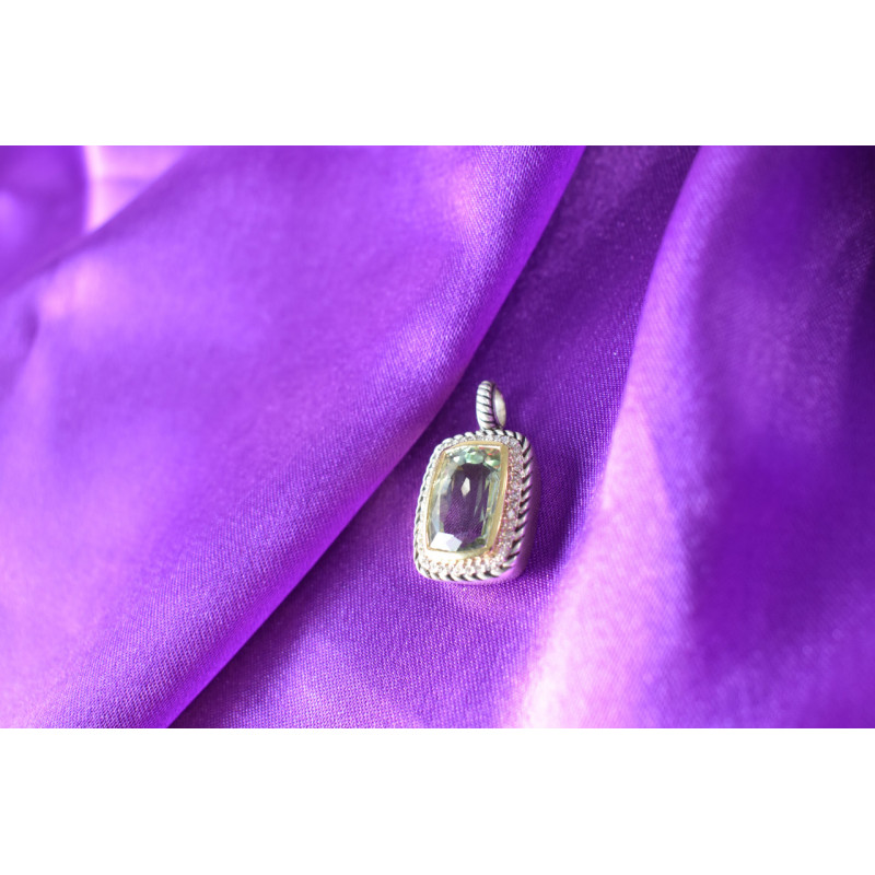 Sky Jewelry Серебряный кулон с Аквамарином и Белым Сапфиром