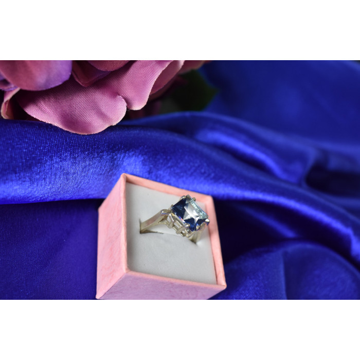 Sky Jewelry Серебряное кольцо с камнем Турмалин Параиба