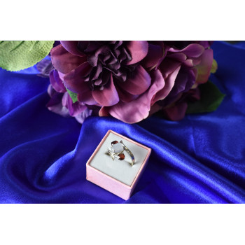 Sky Jewelry Серебряное кольцо  с Гранатом и Лунным Камнем