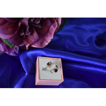 Sky Jewelry Серебряное кольцо  с Гранатом и Лунным Камнем