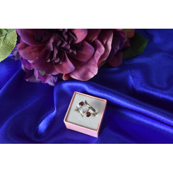 Sky Jewelry Серебряное кольцо  с Гранатом и Лунным Камнем