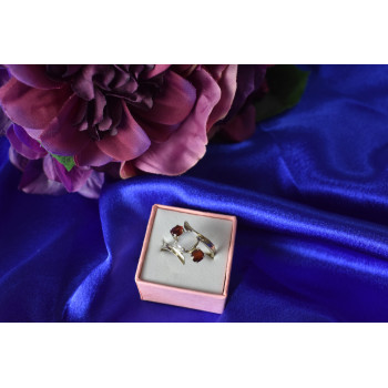 Sky Jewelry Серебряное кольцо  с Гранатом и Лунным Камнем